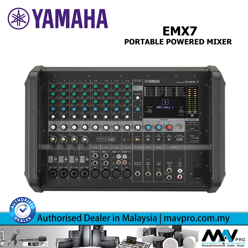 YAMAHA EMX7 Boxtype Robust and Portable Powered Mixer (EMX7) l Mavpro